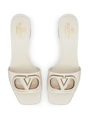 Valentino Garavani Sandals Ivory — VLogo Mid Heel