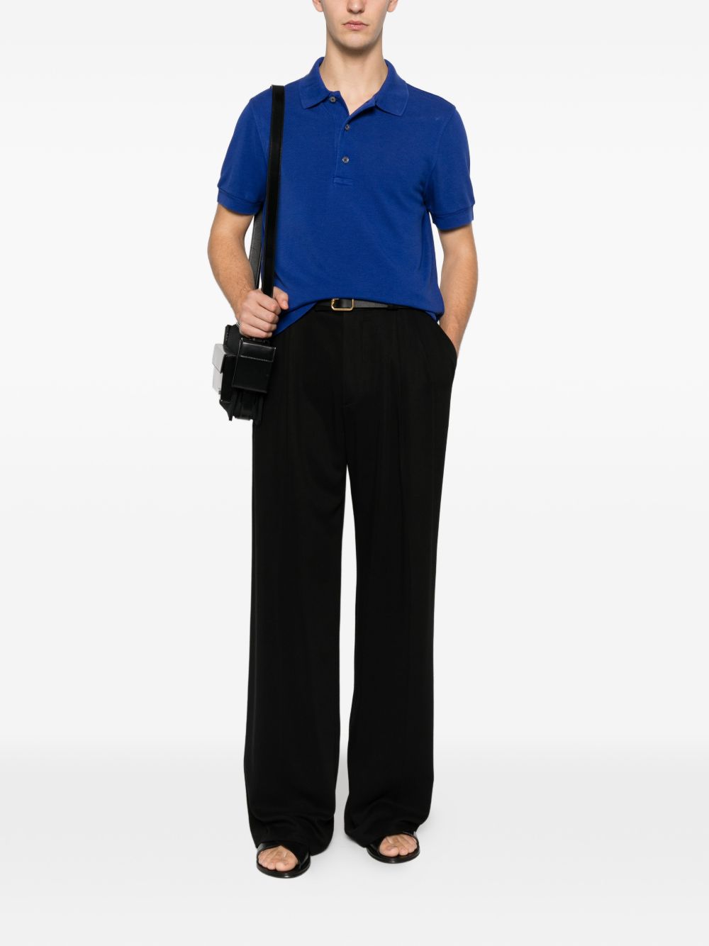 Tom Ford Cotton‑Blend Polo — Royal Blue Piqué