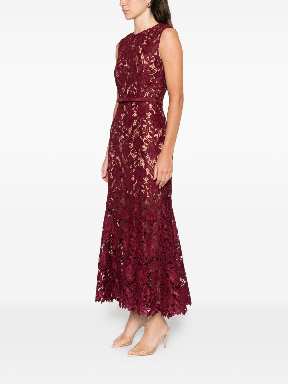 Self‑portrait Dresses Bordeaux — Silk Lace Evening Dress