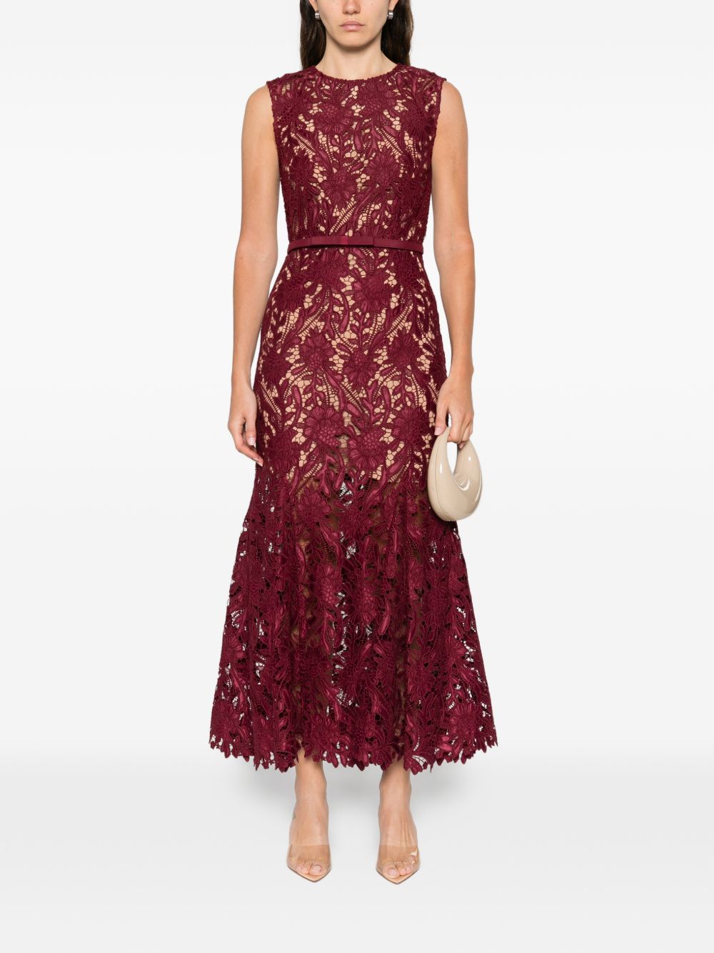 Self‑portrait Dresses Bordeaux — Silk Lace Evening Dress