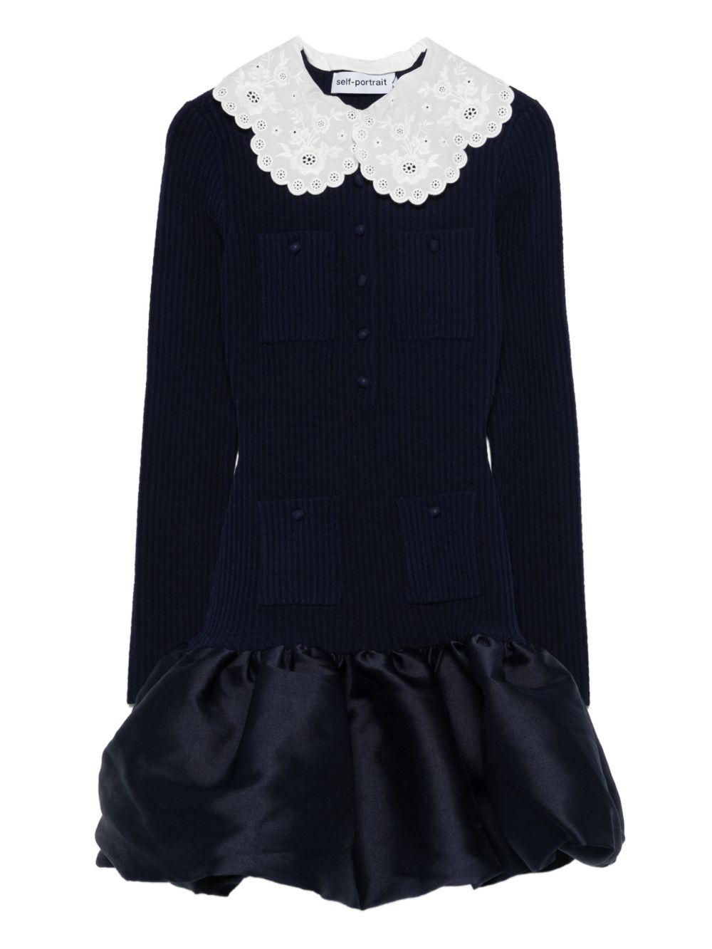 Self‑Portrait Blue Dresses — Silk Mini for Women