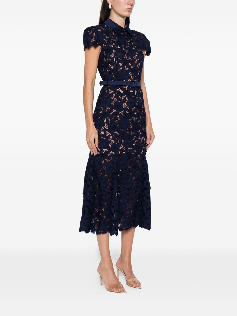 Self‑Portrait Blue Lace Midi Dress