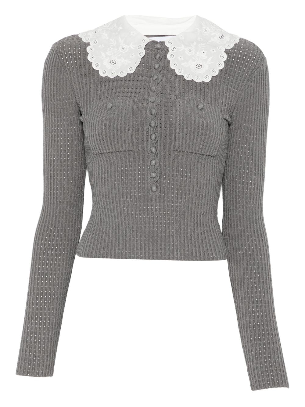 Self‑Portrait Grey Sweater — Silk‑Blend Women’s Knit