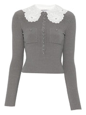 Self‑Portrait Grey Sweater — Silk‑Blend Women’s Knit