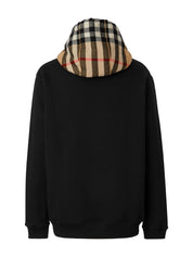 Burberry Cotton Check Hoodie — Black Men’s Sweater