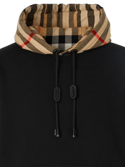 Burberry Cotton Check Hoodie — Black Men’s Sweater