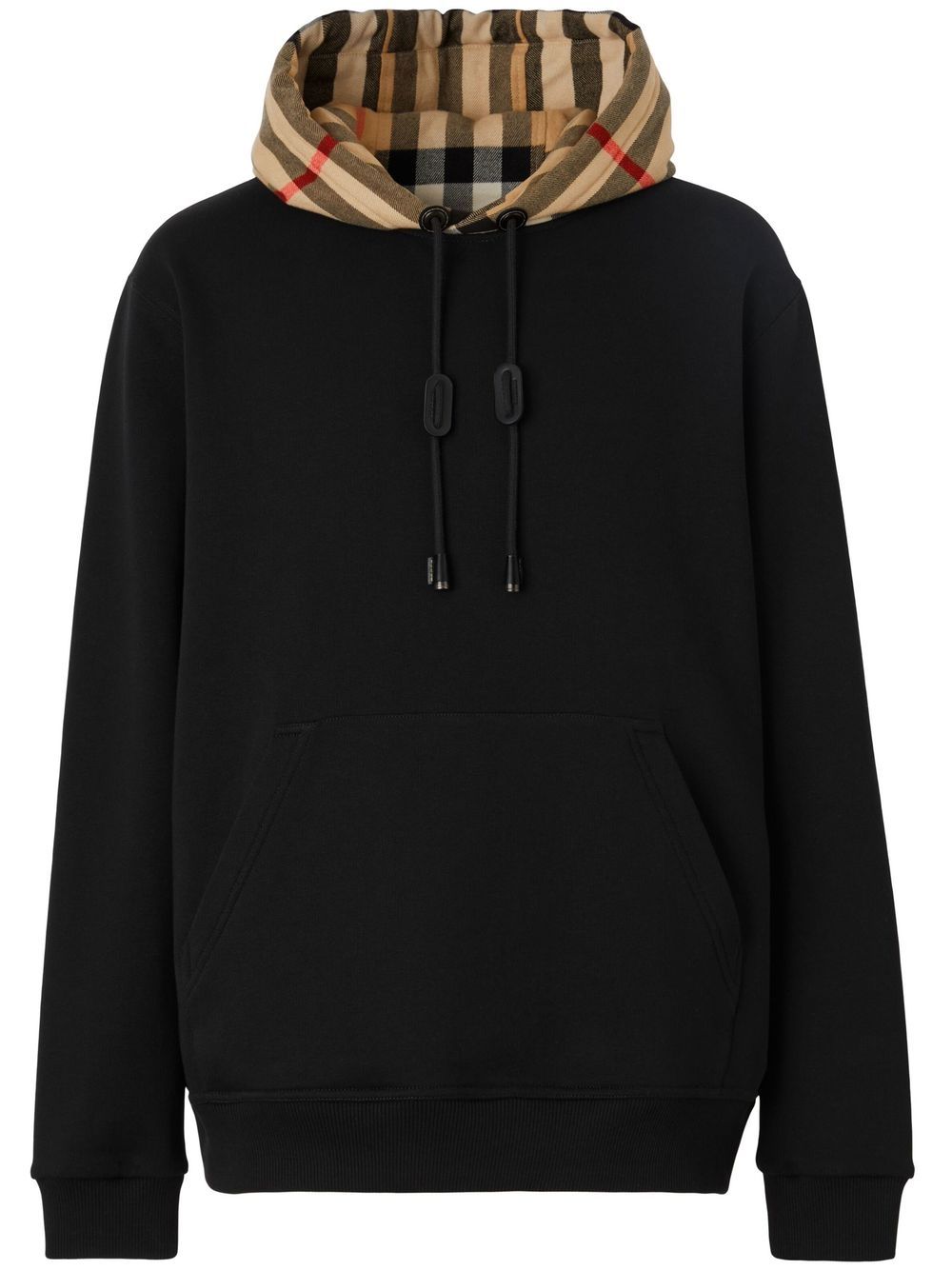 Burberry Cotton Check Hoodie — Black Men’s Sweater