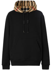 Burberry Cotton Check Hoodie — Black Men’s Sweater