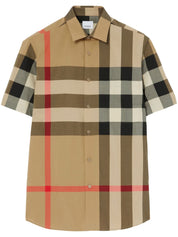 Burberry Beige Cotton Check Shirt for Men