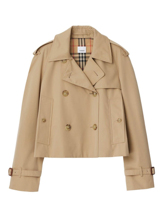 Burberry Beige Cropped Cotton Trench Coat for Women