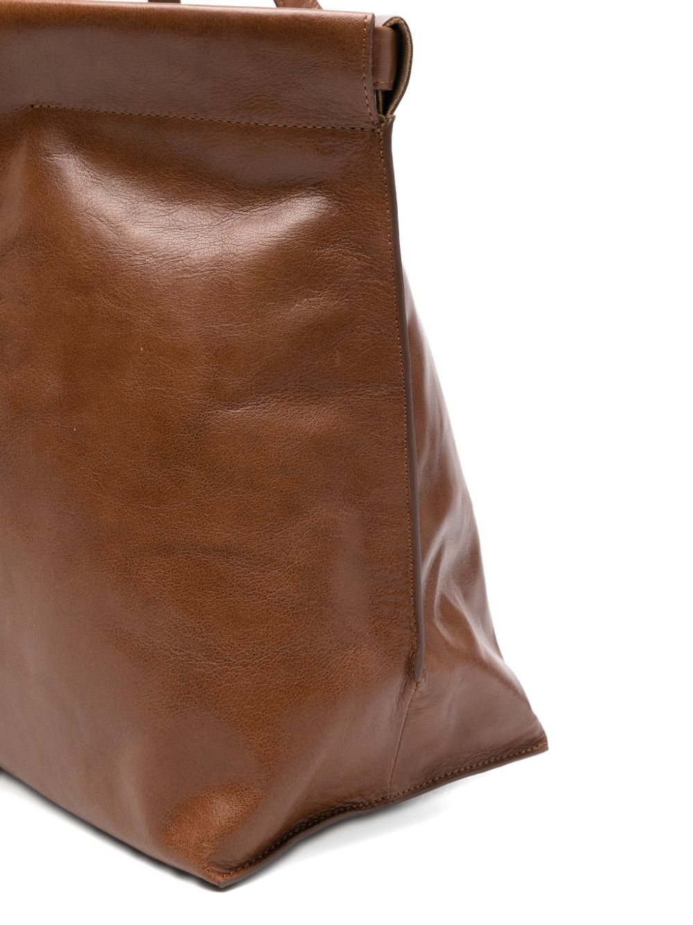 Leather Brown Shopper Bag — BEA MOMBAERS Timeless Elegance
