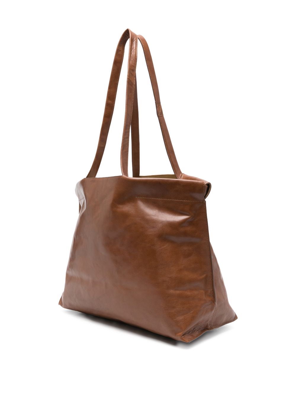 Leather Brown Shopper Bag — BEA MOMBAERS Timeless Elegance