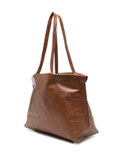 Leather Brown Shopper Bag — BEA MOMBAERS Timeless Elegance
