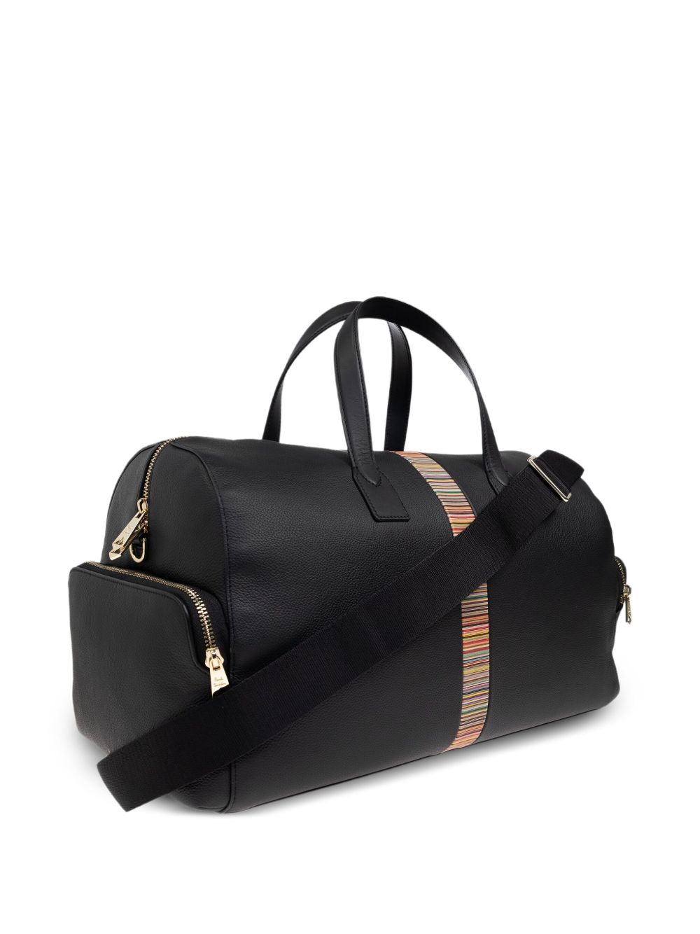 Paul Smith Black Leather Signature Stripe Day Holdall — New