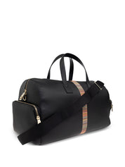 Paul Smith Black Leather Signature Stripe Day Holdall — New