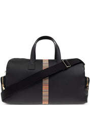 Paul Smith Black Leather Signature Stripe Day Holdall — New