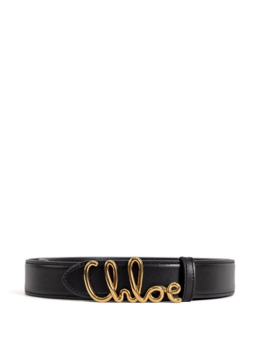 Chloé Belts — Black Leather Logo Buckle, New In