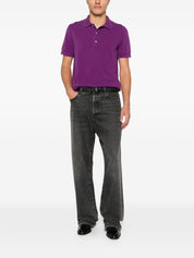 Tom Ford Cotton‑Blend Polo Shirt — Purple Polo for Men