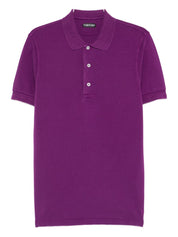 Tom Ford Cotton‑Blend Polo Shirt — Purple Polo for Men