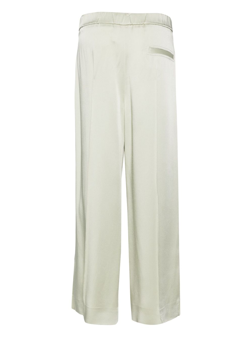 Jil Sander trousers — Pastel green satin wide‑leg