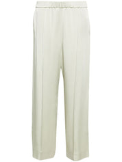 Jil Sander trousers — Pastel green satin wide‑leg