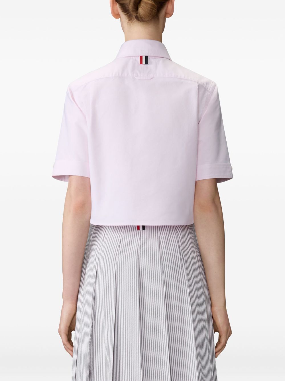 Thom Browne Pink Cropped Cotton Polo Shirt