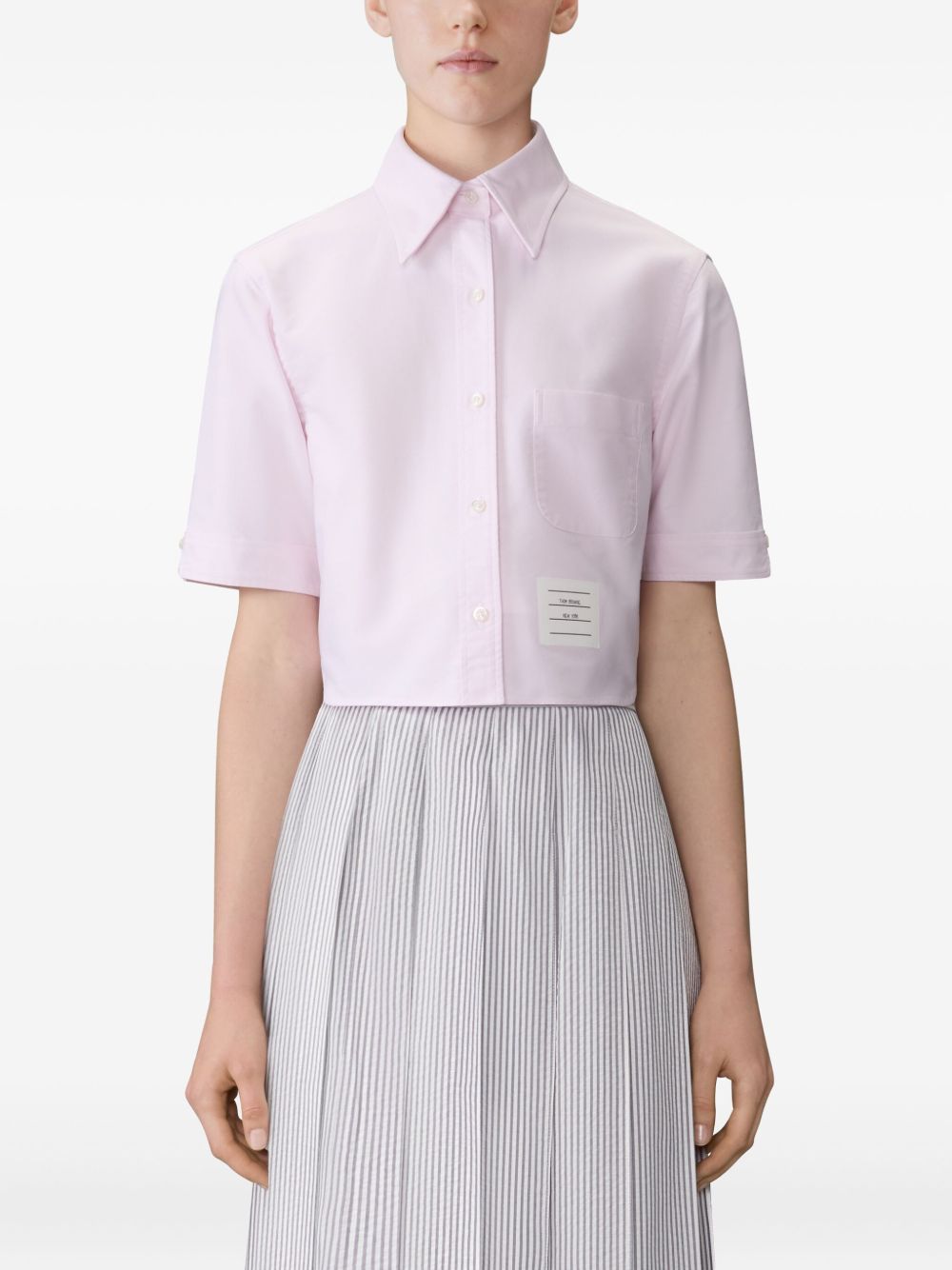 Thom Browne Pink Cropped Cotton Polo Shirt