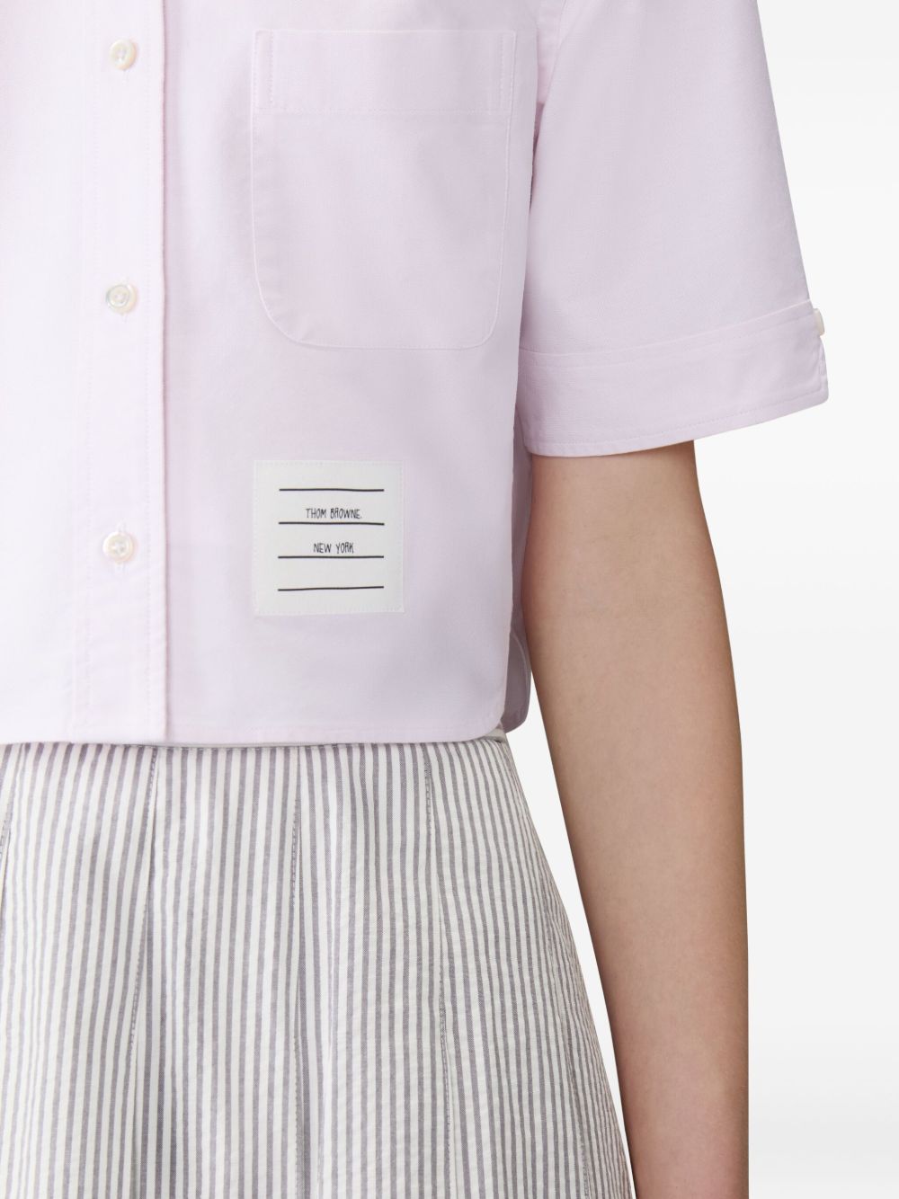 Thom Browne Pink Cropped Cotton Polo Shirt