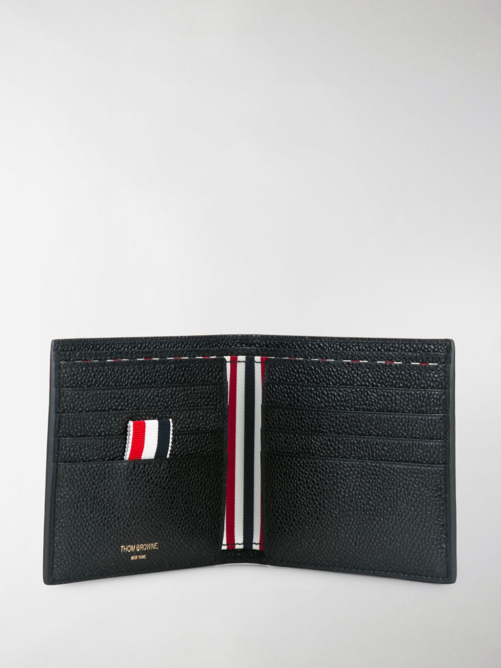 Thom Browne Wallets Black — Leather Bifold with RWB Trim
