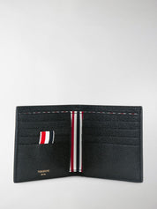 Thom Browne Wallets Black — Leather Bifold with RWB Trim
