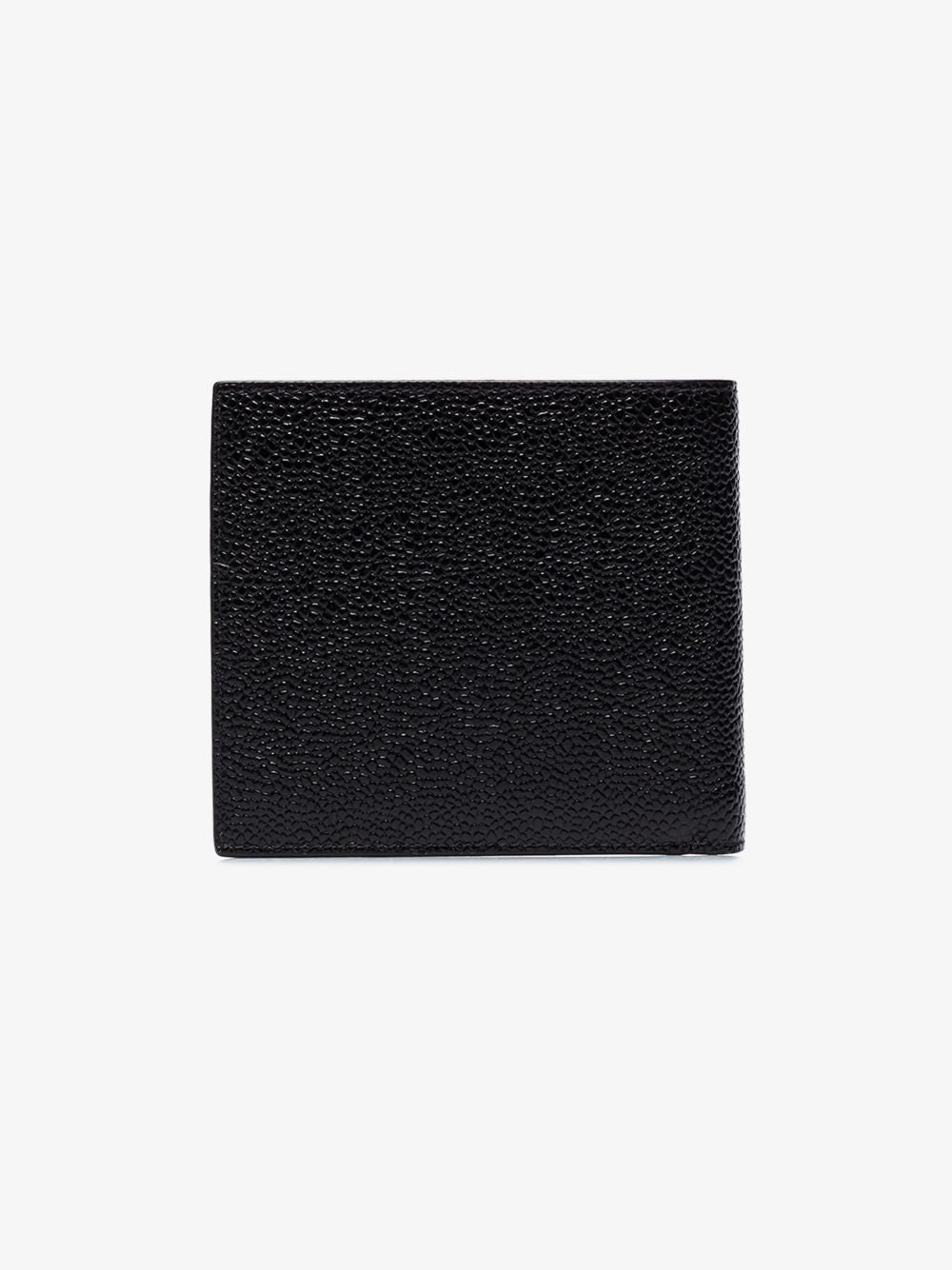 Thom Browne Wallets Black — Leather Bifold with RWB Trim