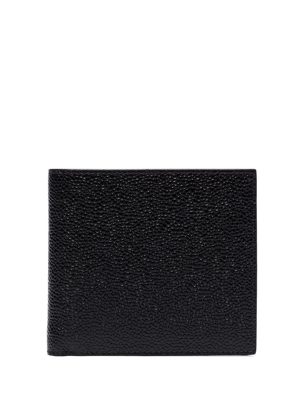 Thom Browne Wallets Black — Leather Bifold with RWB Trim