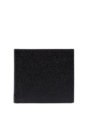 Thom Browne Wallets Black — Leather Bifold with RWB Trim