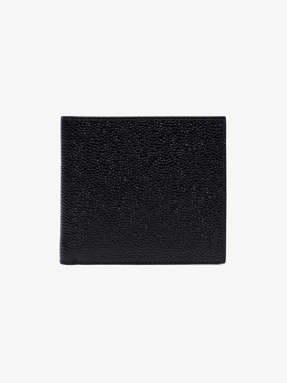 Thom Browne Wallets Black — Leather Bifold with RWB Trim