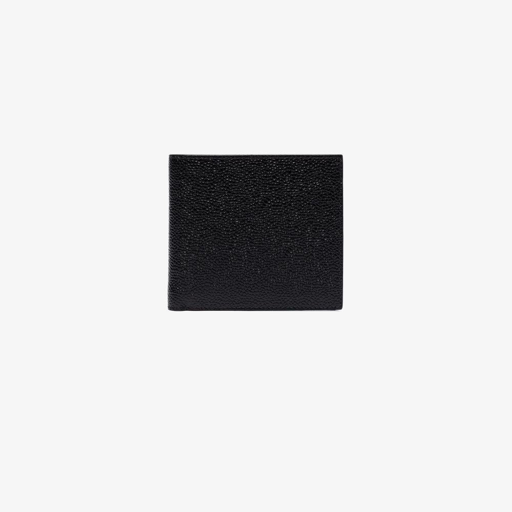 Thom Browne Wallets Black — Leather Bifold with RWB Trim