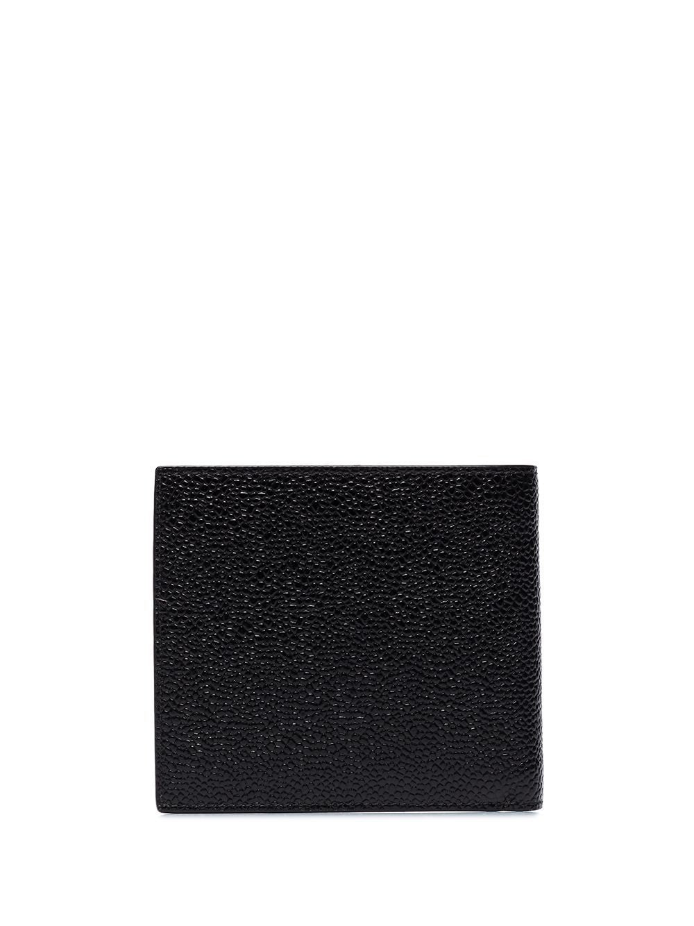 Thom Browne Wallets Black — Leather Bifold with RWB Trim