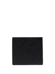 Thom Browne Wallets Black — Leather Bifold with RWB Trim