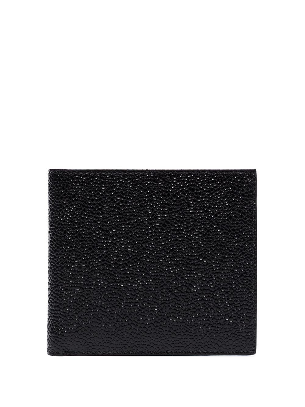 Thom Browne Wallets Black — Leather Bifold with RWB Trim
