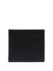 Thom Browne Wallets Black — Leather Bifold with RWB Trim
