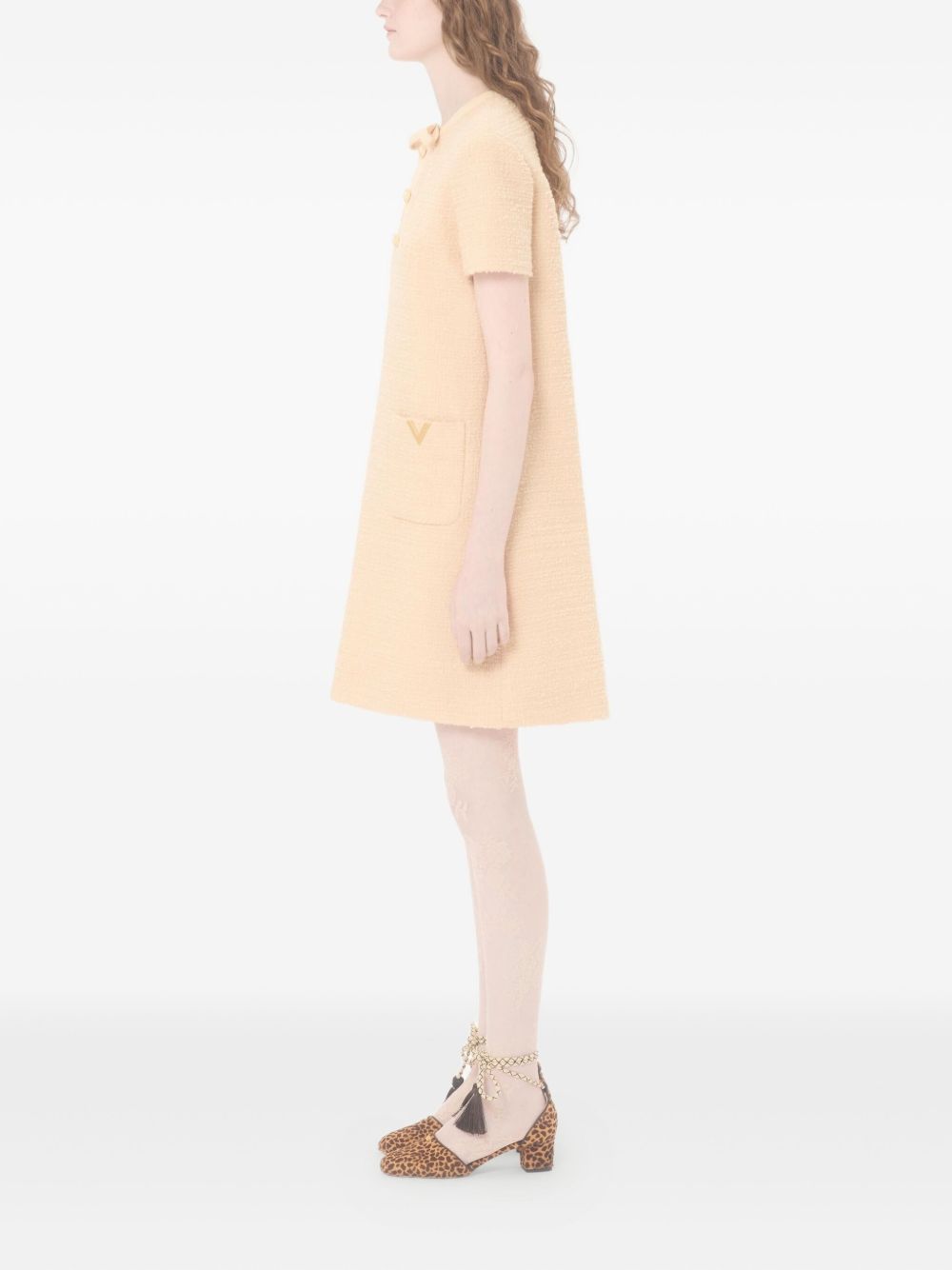 Valentino Beige Dresses — Wool Crepe Velvet Elegance