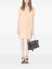 Valentino Beige Dresses — Wool Crepe Velvet Elegance