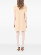 Valentino Beige Dresses — Wool Crepe Velvet Elegance