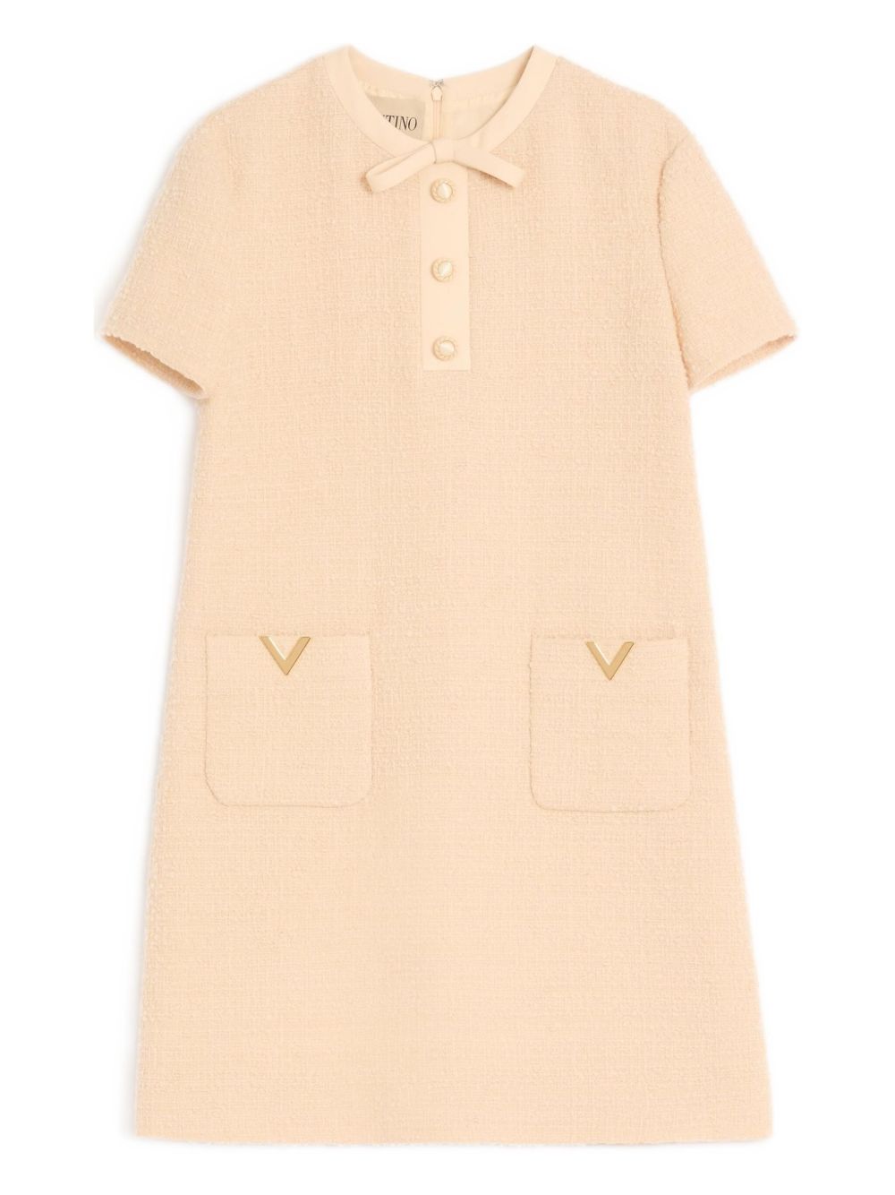 Valentino Beige Dresses — Wool Crepe Velvet Elegance