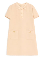 Valentino Beige Dresses — Wool Crepe Velvet Elegance