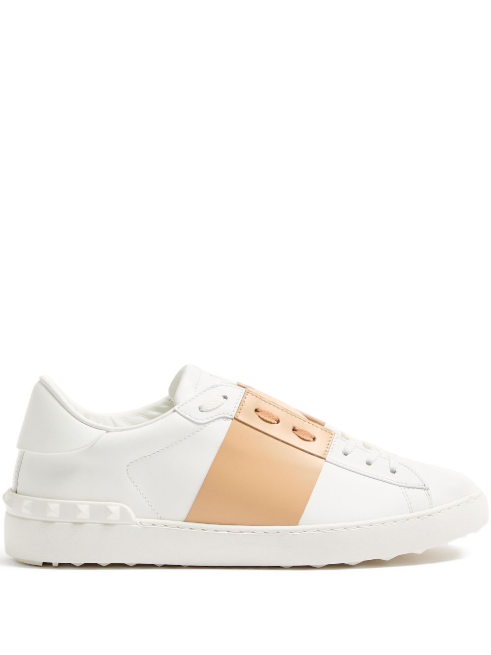 Valentino Garavani Beige Sneakers — Leather Stud Detail