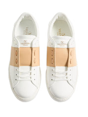 Valentino Garavani Beige Sneakers — Leather Stud Detail