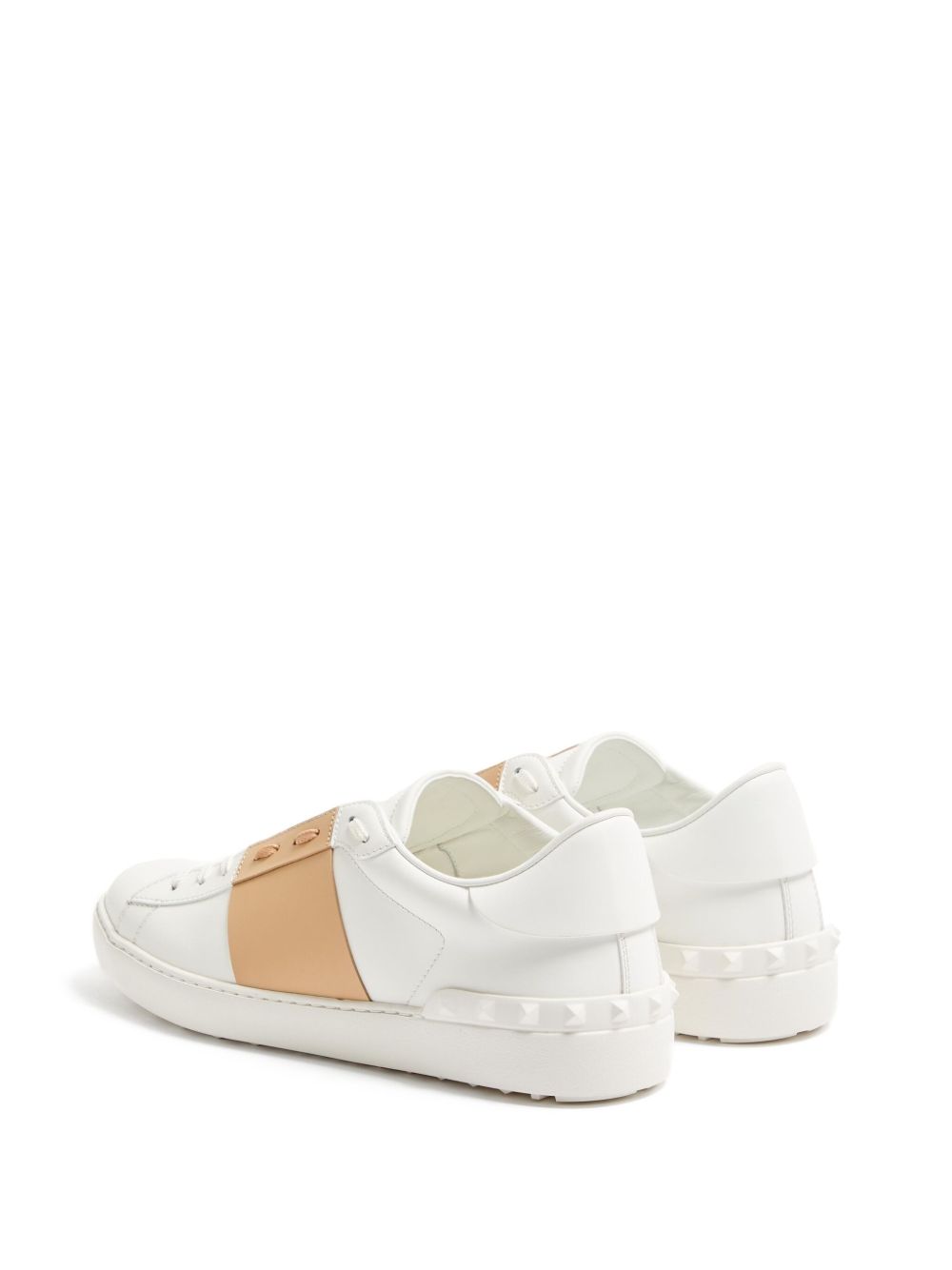 Valentino Garavani Beige Sneakers — Leather Stud Detail