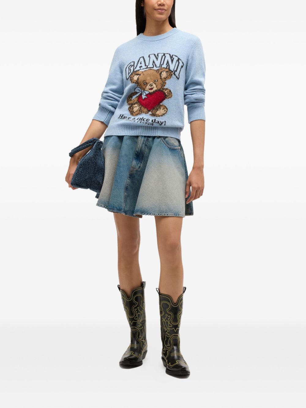 Wool Crewneck Sweater in Clear Blue