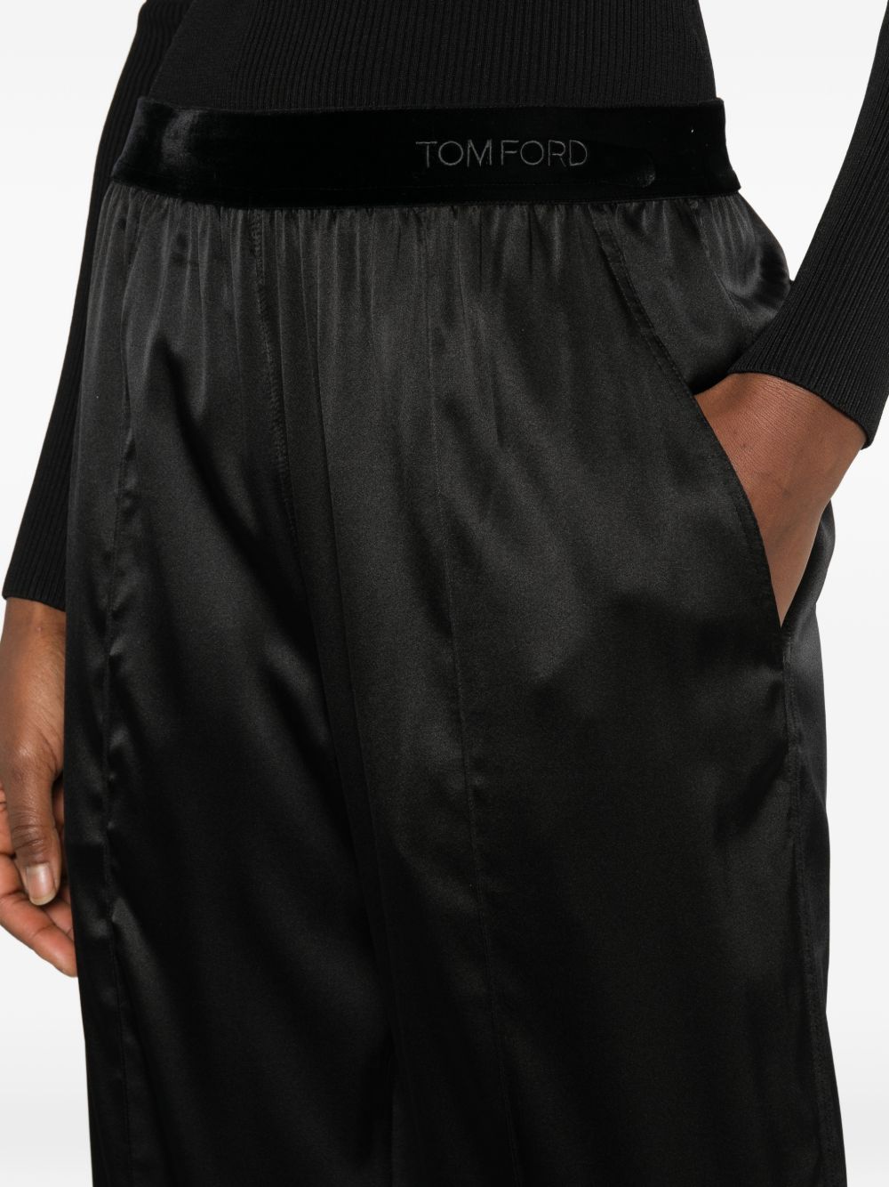 Tom Ford Silk Velvet Pajama Trousers — Black