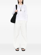 White Organic Cotton Crewneck Sweater — HERSKIND